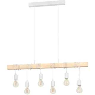 EGLO Townshend 6-flg. 10,5 cm Holz und Stahl weiß-braun