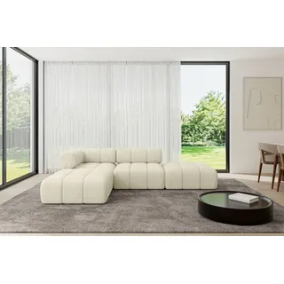 altdecor Eckcouch Bouclé 2-Sitzer Beige