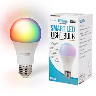 Smartspec WLAN Lampe E27 – Smart Home LED Glühbirne, Farbwechsel RGB, Dimmbar, 2,4 GHz WiFi – Kompatibel mit Alexa, Google Home, Apple HomeKit – Smarte Multicolour LED Licht NUUK-A61