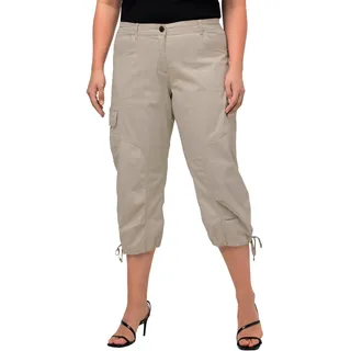 Ulla Popken Damen große Größen Übergrößen Plus Size 7/8-Cargohose, Komfortbund marmor 48 799192237-48