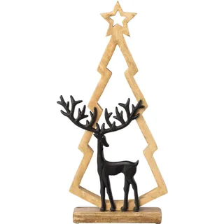 Dekobaum CREATIV DECO "Weihnachtsdeko", schwarz, B:25cm H:50cm T:7cm, Holzwerkstoff, Dekofiguren, Dekobaum, Tannenbaum aus hochwertigem Mangoholz