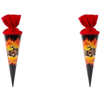 goldbuch 93052 Geschwisterschultüte mit Monstertruck Motiv, Zuckertüte 35 cm, Schultüte aus Lackkarton, Geschenkverpackung für viele Anlässe, Geschwistertüte zur Einschulung (Packung mit 2)