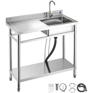 Vevor Spültisch Edelstahl 100 x 50 x 94 cm