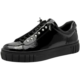 Marco Tozzi Damen Sneaker flach mit Wechselfußbett Freizeit, Schwarz (Black Patent), 38 EU