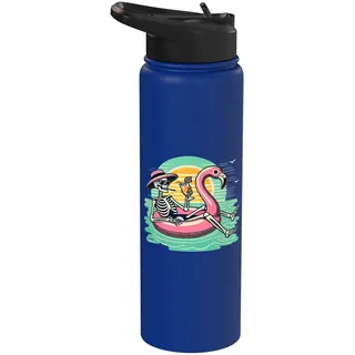 Retro Sommer Skelett Flamingo Float Urlaub Strand Drink Stainless Steel Insulated Water Bottle