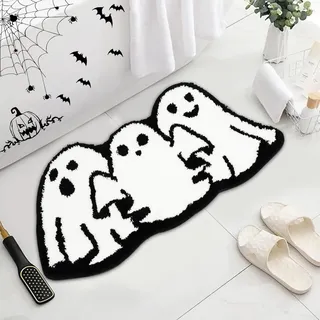 GZWY Halloween Deko Fußmatte, Halloween Geist Fußmatte Gruselig Badematten | Geister Kürbis Teppich Horror Deko, Halloween Dekoration rutschfeste Bodenmatte für Badezimmer, Küche, Raumdekoration