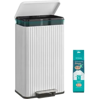 Songmics Mülleimer 50 l Wolkenweiß