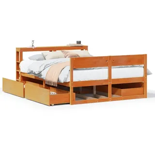 vidaXL Massivholzbett ohne Matratze Wachsbraun 160x200 Kiefernholz - Braun