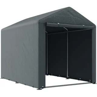 Outsunny Garagenzelt mit UV-Schutz, für Gartengeräte, Motorrad, Dunkelgrau , Metall , 218x172x160 cm , Gartenzubehör, Geräteschuppen