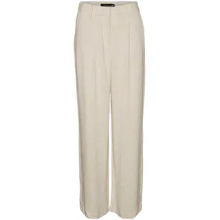 VERO MODA Damen Vmtiraver Mr Wide Linen Pants Hose, Oatmeal/Detail:Nature Tone As Offer Sample, 30W / 30L EU