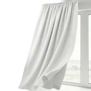 BEAUTEX Verdunkelungsgardine mit Kräuselband U-Band, Blackout Vorhang Blickdicht und lichtmindernd, Größe und Farbe wählbar (Breite: 140 cm, Höhe: 145 cm, Weiß)