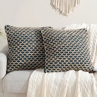 Boho Living Jada Zierkissen mit gewebtem Design, Wohnzimmerdeko, (2) Kissenbezüge, 50,8 x 50,8 cm, Indigo, 2er-Set, ohne Einsatz