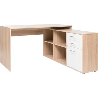 Winkelschreibtisch London 1 Ecktisch Sonoma Eiche mit Sideboard - Braun