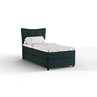 panda möbel Boxspringbett, 100cm x 200cm, Grau, mit Bettkasten, Matratze und Topper, Einzelbett, Nevada Panda Möbel - dunkelgrün