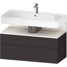 Duravit Qatego Waschtischunterbau, 1 Auszug und 1 Schublade, 990x470x590mm, Nische Weiß Supermatt, QA4395084, Farbe: Graphit Supermatt/mit Nischenbeleuchtung