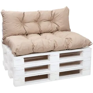 Setgarden® Palettenkissen-Set, Kissen für Gartenmöbel aus Paletten, Outdoor Rücken und Sitzkissen, Gartensitzkissen viele Farben und Größen (Beige, Set 120x50 sitzkissen + 120x40 rückenkissen)