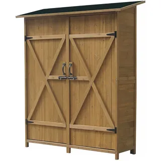 Habitat Garten Gartenschrank - Gartentruhe espacio Naturelles Holz , Braun , 33.5x152.5x140 cm , Gartenzubehör, Geräteschränke