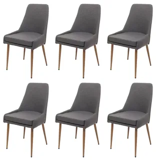 Mendler Esszimmerstuhl HWC-O27 Stoff dunkelgrau 6er Set