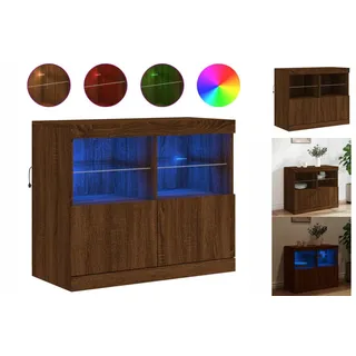 vidaXL Sideboard mit LED-Leuchten Braun Eichen-Optik 81x37x67 cm