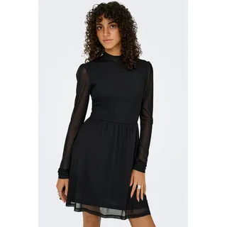 Minikleid ONLY "ONLERICA LIFE L/S HIGH NECK DRESS JRS", Damen, Gr. M, N-Gr, schwarz, Obermaterial: 95% Polyester, 5% Elasthan, unifarben, regular fit kurz, Kleider Minikleid, Sommerkleid