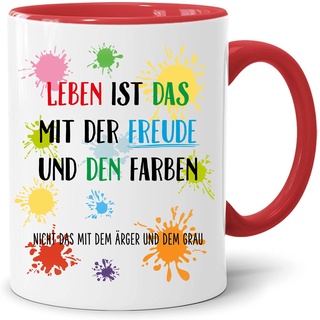 Tasse mit Spruch, Leben ist das mit der Freude, Geschenk, Freund, Freundin, große tasse, geschenke für oma, faultier geschenk, tasse lustig