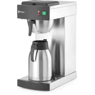 HENDI Filterkaffeemaschine, mit 2L-Thermoskanne und 100 Kaffeefilter, bis zu 15 Tassen, Temperaturbereich bis zu 96°C, Brühzei: 7 min, Kapazität: 2L, 230V/1400W, 215x410x(H) 520mm, Edelstahl