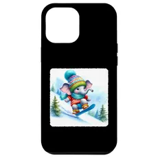 Hülle für iPhone 12 Pro Max Elephant Snowboard Snowy Hill Snowboard Snowboarder