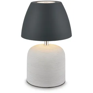 BRILONER - LED Tischlampe kabellos IP44 mit Touch, dimmbar, Keramikfuß, Nachttischlampe, Leselampe, LED Lampe, Dekolampe, Tischleuchte, Akkulampe, Outdoor Lampe, 13,5x22 cm, Grau-Anthrazit