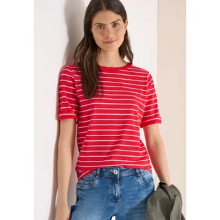 Cecil Rundhalsshirt Sommershirt im Streifen-Look, glazed apple rot