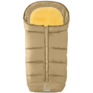 Fußsack HEITMANN FELLE "Eisbärchen - Komfort 2 in 1 Lammfell Winterfußsack - Premium Qualität", Baby, beige, Polyester, Fußsäcke Fußsack, mit Lammfell-Einlage, für Kinderwagen und Buggy, waschbar