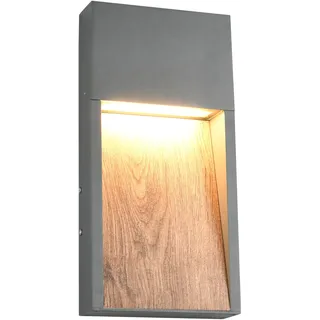 Trio Leuchten LED Außen Wandleuchte Salmon 246960135, Aluminium Druckguss Anthrazit/Holznachbildung, inkl. 11 Watt LED