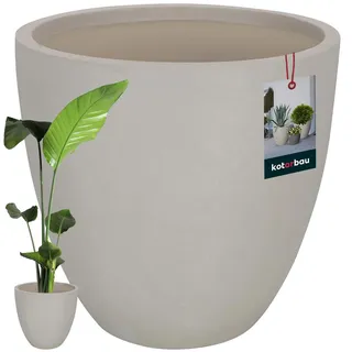 KOTARBAU® Blumentopf groß, Blumenkübel für Zimmerpflanzen ⌀ 46 cm | Orchideentopf, 44 cm hoch, Pflanzkübel groß für Außen & Innen, Übertopf Betonoptik, Blumentöpfe aus Fibreclay, Beige
