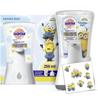 Sagrotan Kids No-Touch Hygiene Seife Starter-Set Minions – 250 ml | Handseife, Automatischer Seifenspender inkl. Nachfüller Hygiene Seife Kamille