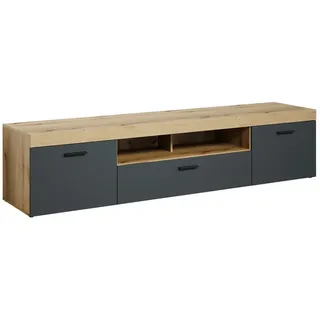 trendteam Evoke TV-Lowboard 230 cm Grau/Eiche Kunststoff/Spanplatte/Melamin