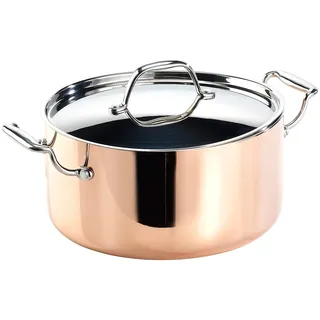 Tornwald-Schmiede Kupferkochtöpfe: Kupfer-Kochtopf mit Deckel, 24 cm (Kupfertopf mit Deckel, Kupfer Kochtöpfe Induktion, Geschirr)