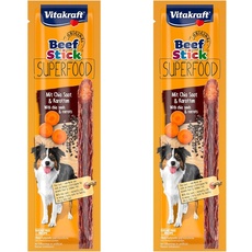 Vitakraft Beef Stick Superfood, Hundesnack, mit Karotten, mit Chiasaat (1x 25g) (Packung mit 2)