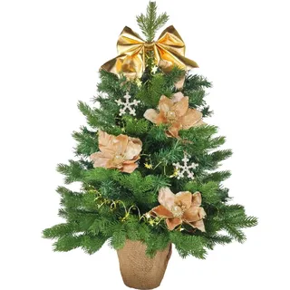 Geschmückter künstlicher Weihnachtsbaum VELVET KISS 60 cm mit LED-BELEUCHTUNG IM TOPF - Bunt