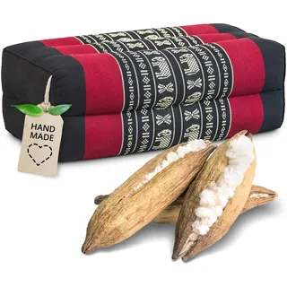 livasia Block Yogakissen eckig - 17x34x12cm - Meditationskissen mit Kapok, Stützkissen Bolster rechteckig, Yoga Pilates Zubehör Nackenkissen, Thaikissen fest handgefertigt