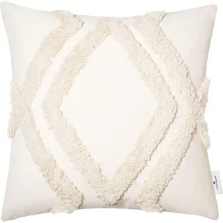 Tom Tailor HOME Dekokissen »Fluffy Rhomus« mit aufgesetzten, fluffigen Rautenmotiv, Kissenhülle ohne Füllung beige