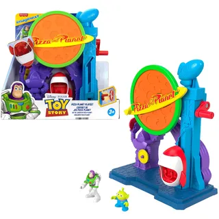 Fisher-Price Imaginext Disney Pixar Toy Story Pizza Planet Spielset mit den 7,6 cm großen Actionfiguren Buzz Lightyear und einem Alien-Freund, Spielzeug-Rakete und Projektilen, JKW20