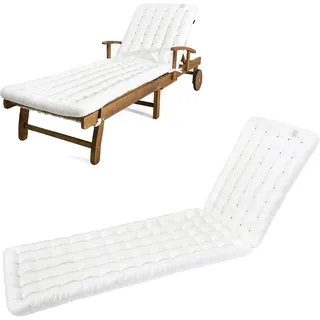 Have A SEAT Luxury Gartenliege Auflage 200x60 cm – EXTRA DICK 8 cm – waschbar bis 95°C – UV-beständig – Liegenauflage für Sonnenliege, Liegestuhl, Relaxliege & Deckchair - Made in Germany (Weiß)