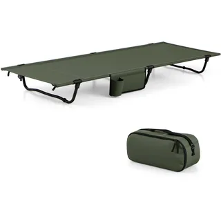 Fantask Campingliege Faltbar Leicht, ultraleichtes Campingbett mit Seitentasche, tragbares tanning bed, 193 x 70 cm, 150 kg Tragkraft, für Camping, Reisen, Strand, Grün