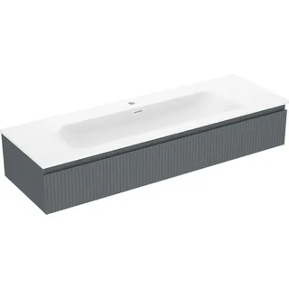 Mexen Rivel Badezimmerschrank 140 cm mit Waschbecken Vela, 1 Schublade, geriffelt, Graphit matt/Weiß matt - 91A20-14023-1-BF66-?