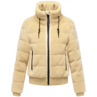 Navahoo Plüschjacke "Plüschjacke Schneepuder 14" ohne Kapuze warme Damen Teddyjacke für den Winter, beige