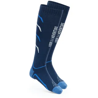 KADVA Herren Skisocken extra warm WOOLAN Größe 39/41 in Marineblau Merinowolle Warme und atmungsaktive Thermosocken für den Winter Hohe Konstruktion Schützt vor Abrieb in Skischuhen