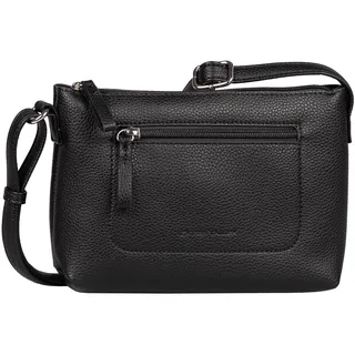 Umhängetasche TOM TAILOR "Elis", Damen, Gr. B/H/T: 22,5cm x 16cm x 6cm, schwarz, Polyurethan, clean, gepflegt, geprägtes Muster, unifarben, Taschen Umhängetasche, aus weich gekörntem Lederimitat auffällige Ziernaht und feinem Logo