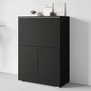 Home affaire PC-Schrank "Vera, Sekretär, Home-Office-Schreibtisch mit LED-Beleuchtung" 1 Stk. tlg. Multifunktional mit Stauraum, klappbare Tischfläche, LED, B 90 cm, graphite schwarz matt