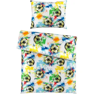 Ben'n'jen Kinderbettwäsche , Multicolor , Textil , Fußball , 140x200 cm , pflegeleicht, atmungsaktiv, schadstoffgeprüft , Heimtextilien, Bettwäsche & Leintücher, Kinderbettwäsche