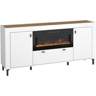 Mirjan24 Sideboard Mossa 2D1S Mo07 mit Kamin , Weiß , Kunststoff , Rechteckig,Rechteckig , 177x84x40 cm , Kleinmöbel, Kommoden, Sideboards
