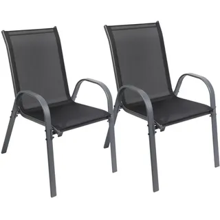 Albatros Gartenstuhl Kuba stapelbar, 2er Set , Anthrazit , Metall , 54x84x64 cm , Gartenmöbel, Gartensessel, Gartenstühle